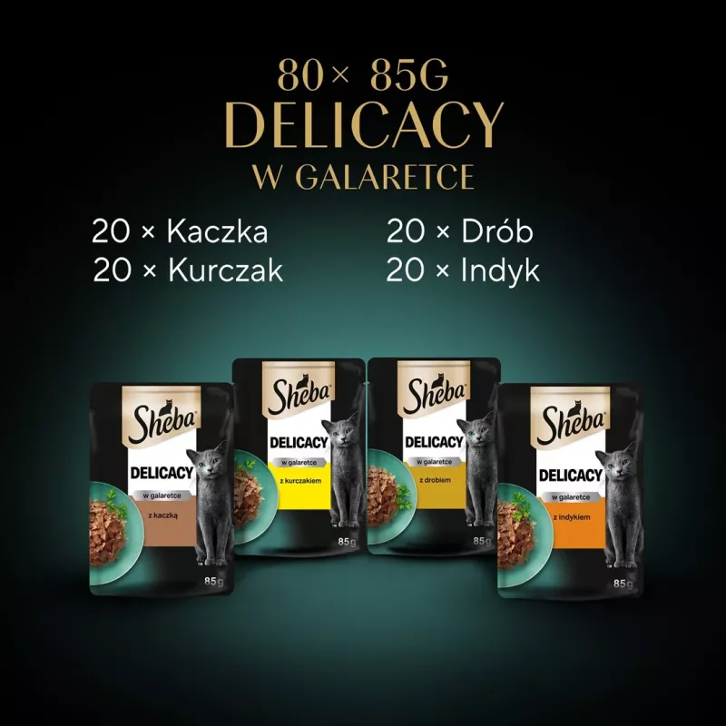 Märg kassitoit Sheba Kana Part Kalkun 85 g kotike (80 × 85 g) täiskasvanud kassidele, niiskus 86%
