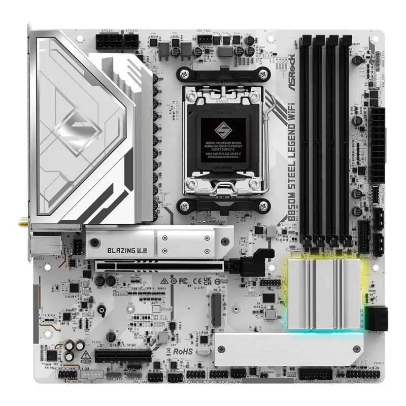 Emaplaat ASRock B850M Steel Legend WiFi — AMD B850, Socket AM5, microATX, DDR5, 4 DIMM, Wi‑Fi 7, 2.5Gb LAN