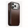 Mobiiltelefoni ümbris Nomad Modern Leather Folio iPhone 17 Pro jaoks, nahk/alumiinium, 16 cm (6,3 tolli) pruun, 4 kaarditaskut