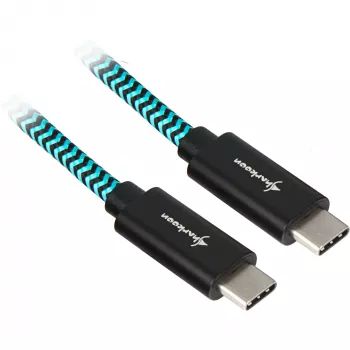 USB 3.2 Gen 2 kaabel, USB-C pistik > USB-C pistik (must/helesinine, 0,5 meetrit, ümbrisega)