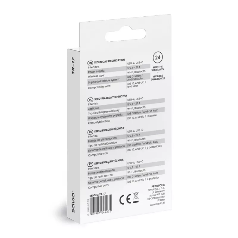 Juhtmevaba heli edastaja Savio TR-17 Bluetooth USB 10 m Must