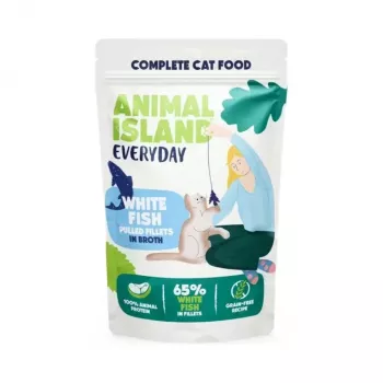 ANIMAL ISLAND Everyday valge kalafilee puljongis - märg kassitoit - 12 x 85g