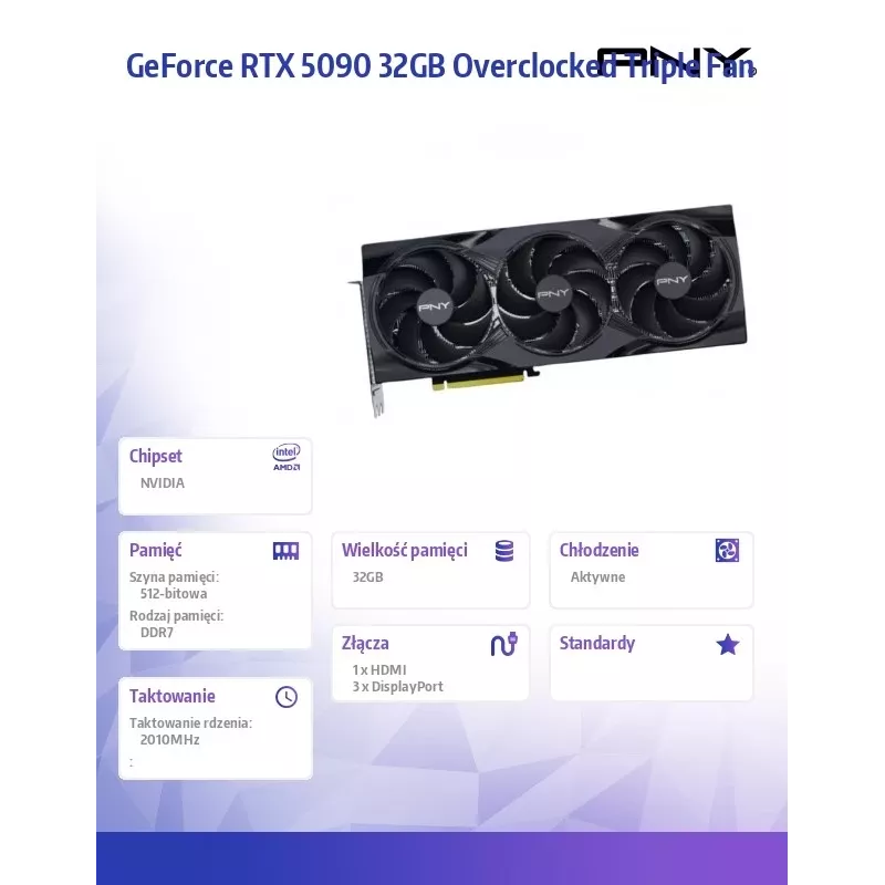 PNY GeForce RTX 5090 OC 3F 32GB GDDR7 Graafikakaart