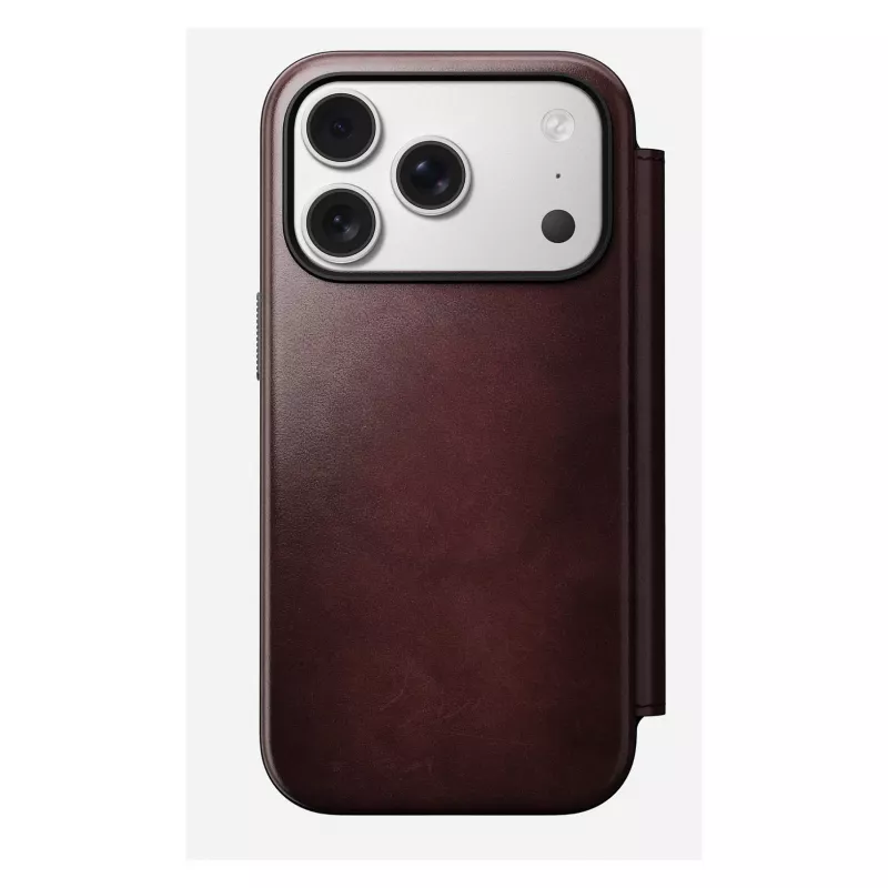 Mobiiltelefoni ümbris Nomad Modern Leather Folio Apple iPhone 17 Pro jaoks, 6,3 tolli (16 cm), nahk, burgundia