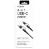 Celly 4-IN-1 kaabel A+C kuni C+LIGHT 2M BK