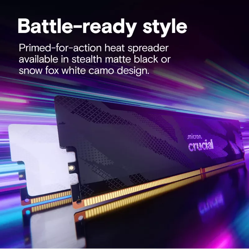 Crucial Pro OC 32GB (2x16GB) DDR5 PC5-48000C32 6400MHz Dual Channel Kit - Valge