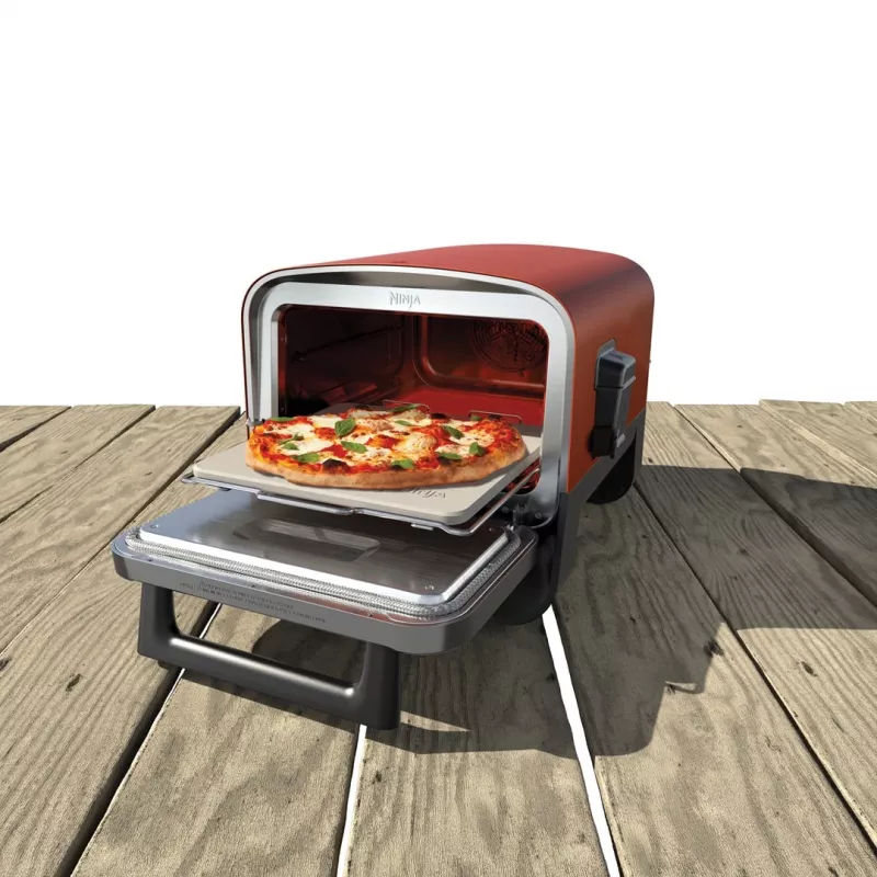 Ninja OO101EU välisgrill/barbeküü Elektriline + Söegrill Must, Punane, Hõbedane 2400 W