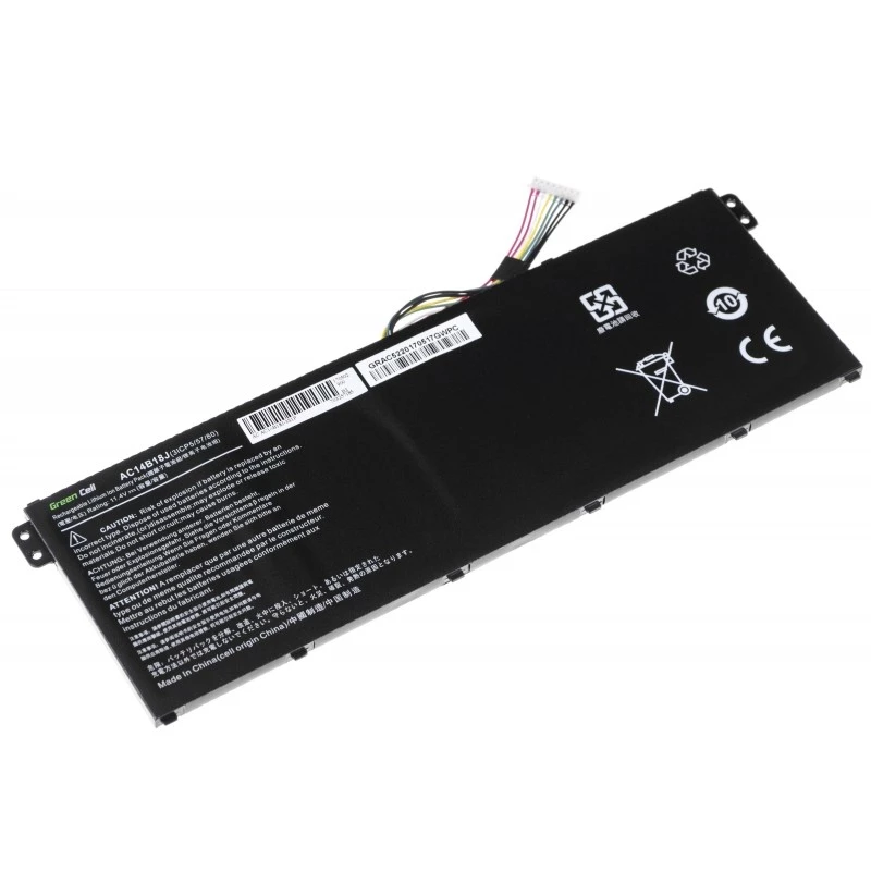 Aku roheline Cell AC52 Acer Aspire E11 ES1-111M ES1-131 E15 ES1-512 Chromebook CB3-111 CB5-311, 11,4V 2200mAh Li-Ion, 3 elementi, must