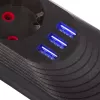 Pikendusjuhe MACLEAN MCE394 B — 3 pistikupesa + 3×USB A, 110–240V, 2,1A USB, 2500W, 1,5 m kaabel, must