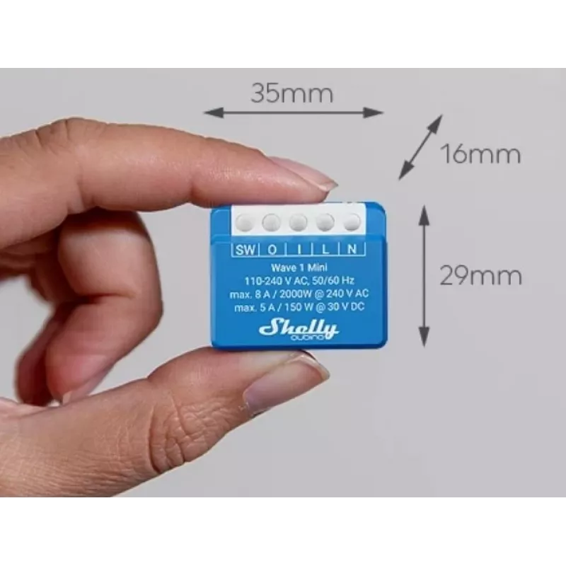 Shelly Qubino Wave 1 Mini LR nutilüliti Z-Wave sinine
