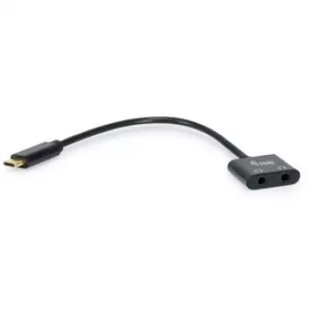 Equip USB-C kahe 3.5 mm heli DAC-adapteriga, USB C, isane, 2 x 3.5 mm, emane, 0,15 m, must