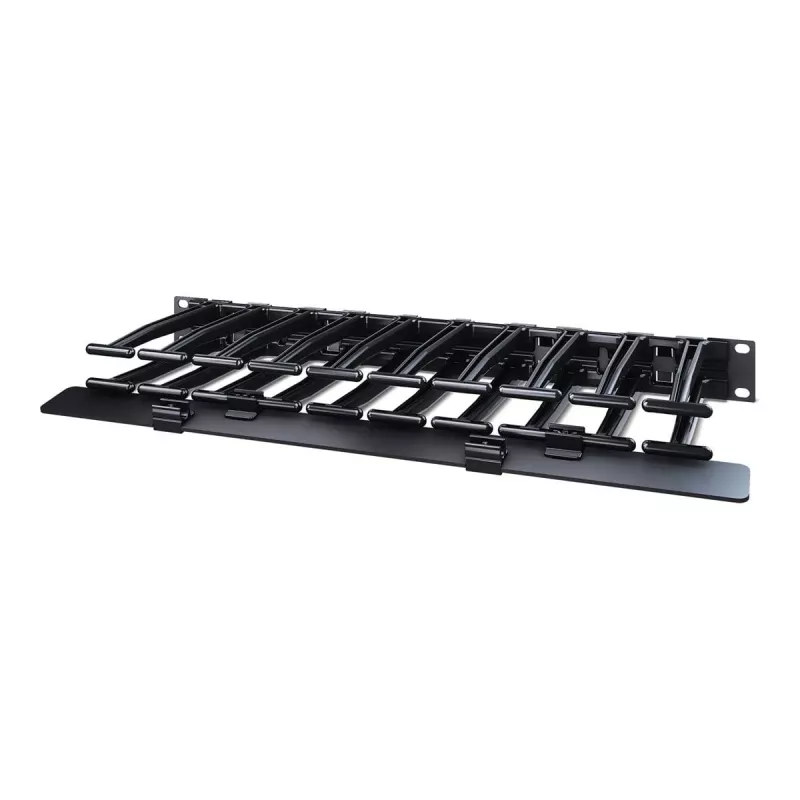 APC NetShelteri kaablihaldus, horisontaalne kaablihaldur, 1U, ühepoolne kaanega, must, 482,6 x 44,45 x 165,1 mm