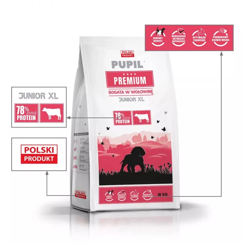PUPIL Premium Junior Large and extra large breeds Rich in beef - kuivtoit koertele - 12kg