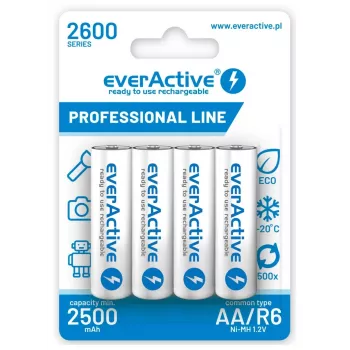 Baterii Reincarcabile R6 AA 2600mAh EverActive Professional pakendi sisu 1x blister