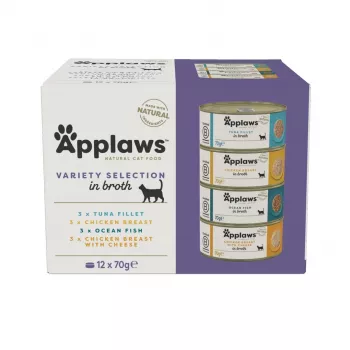 APPLAWS Variety selection multipack puljongis - märg kassitoit - 12x70g