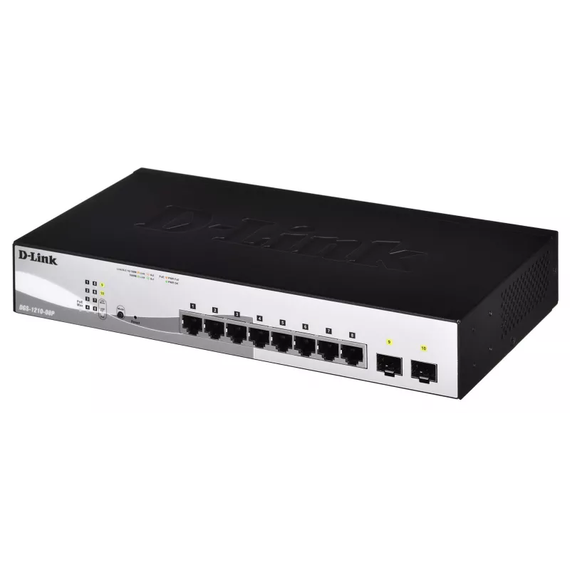 D-Link DGS-1210-08P/E Hallatav L2 Gigabit Ethernet (10/100/1000) Power over Ethernet (PoE) Must