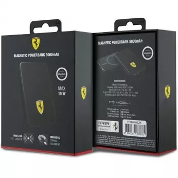 Ferrari Võimsusbank FEPB5MNCAK 15W 5000mAh Must/Must Metal Logo MagSafe