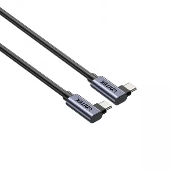 USB-C kaabel Unitek C14147ABK01-1M, 1 m, 90° nurgaga pistikud, USB PD 3.0 100W, andmeedastus 480 Mbps, must