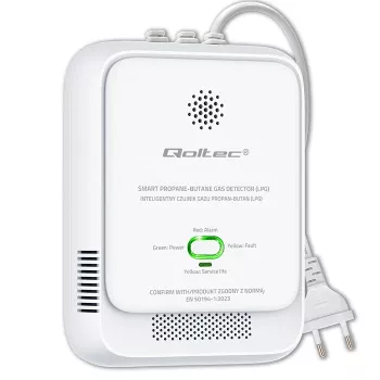 Gaasilekkeandur QOLTEC 52652 — propaani/butaani (LPG) detektor, 85 dB häire, LED-indikaator