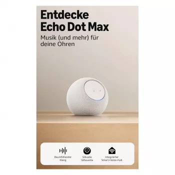 Amazon Echo Dot Max 2025 väljalase - Glacier White - Bluetooth (B0DKLVWZPF)
