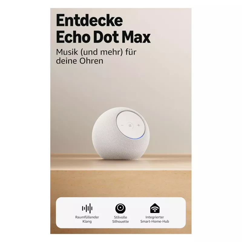 Amazon Echo Dot Max 2025 väljalase - Glacier White - Bluetooth (B0DKLVWZPF)