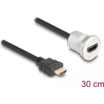 HDMI-kaabel DeLOCK 88180 0,3 m HDMI Type A-pistik kuni emane, must hõbedane