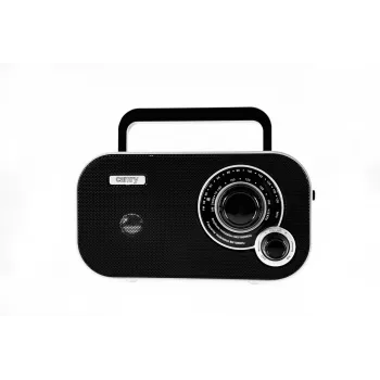 Kaasaskantav raadio Camry CR 1140b — AM/MF, hall, vahelduvvoolu või patareitoide, kompaktne 280×65×113 mm