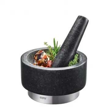Mortar GEFU 35300 Must Roostevaba Teras Graniit 14 cm