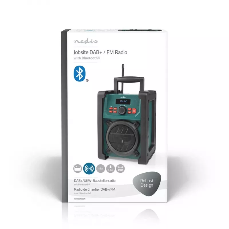 Raadio Nedis RDDB3100GN 15W Bluetooth IP65 Must/Roheline