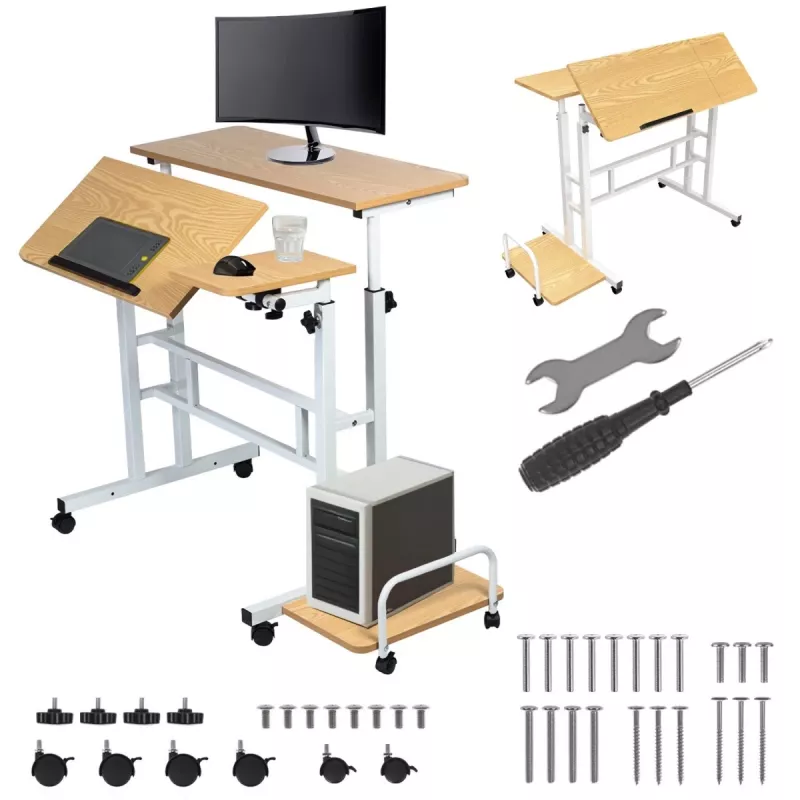 Macleani mobiilne sülearvutilaud, valge, 80x60cm, maks 50kg, reg. kõrgus 67-115cm, MC-124 W