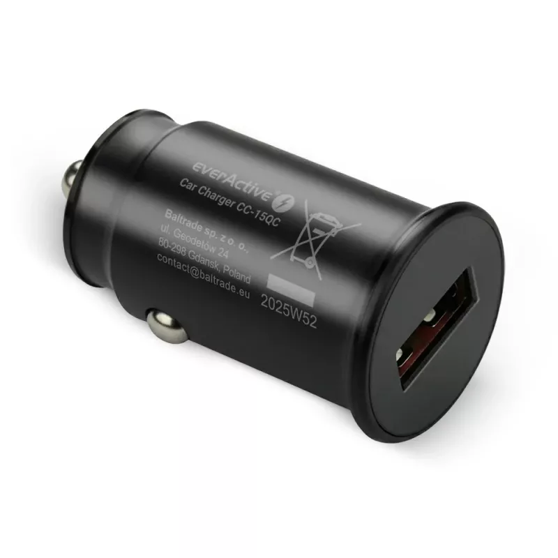Autolaadija everActive CC-15QC QC3.0 18W 1x USB kaabliga