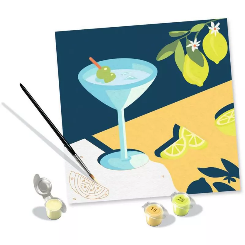 Maalimiskomplekt Ravensburger CreArt Mocktail Lemon – värvimine numbrite järgi
