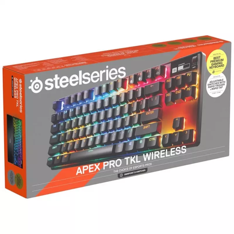 Mehaaniline mänguklaviatuur STEELSERIES Apex Pro TKL Gen 3 Wireless RGB, tenkeyless