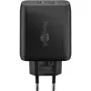 USB-C kahekiirlaadija, PD, GaN, 65 W (must, 1× USB-C, 1× USB-A, Power Delivery)