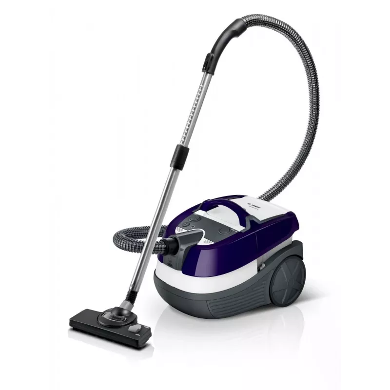 Märg- ja kuivtolmuimeja Bosch BWD 41740 AquaWash&Clean — 1700 W, 5 L paak, EPA filter, teleskooptoru, 9 m raadius, lilla