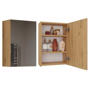 Vannitoa hoiusapp top e shop POLA 1DL ARTISAN — seinale paigaldatav, tamme raam, 400×220×600 mm, 3 riiulit