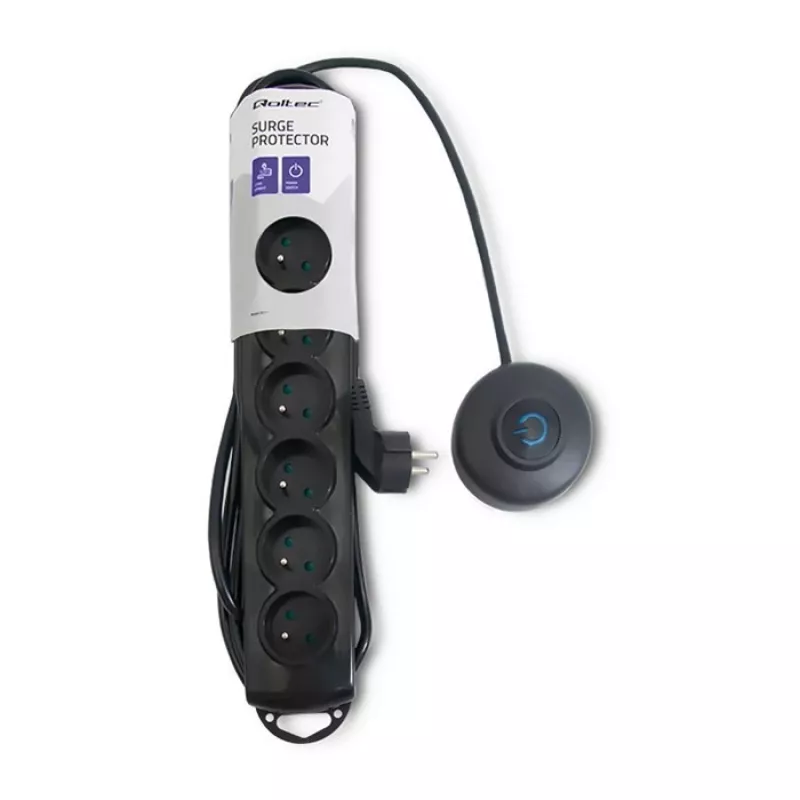 Liigpingekaitse Qoltec 50171 Must 7 vahelduvvoolupistikut 230V 1.5m