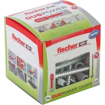 FISCHER TÜÜBEL DUOPOWER 10x50 S 25 tk. KOOS KRUVIDEGA