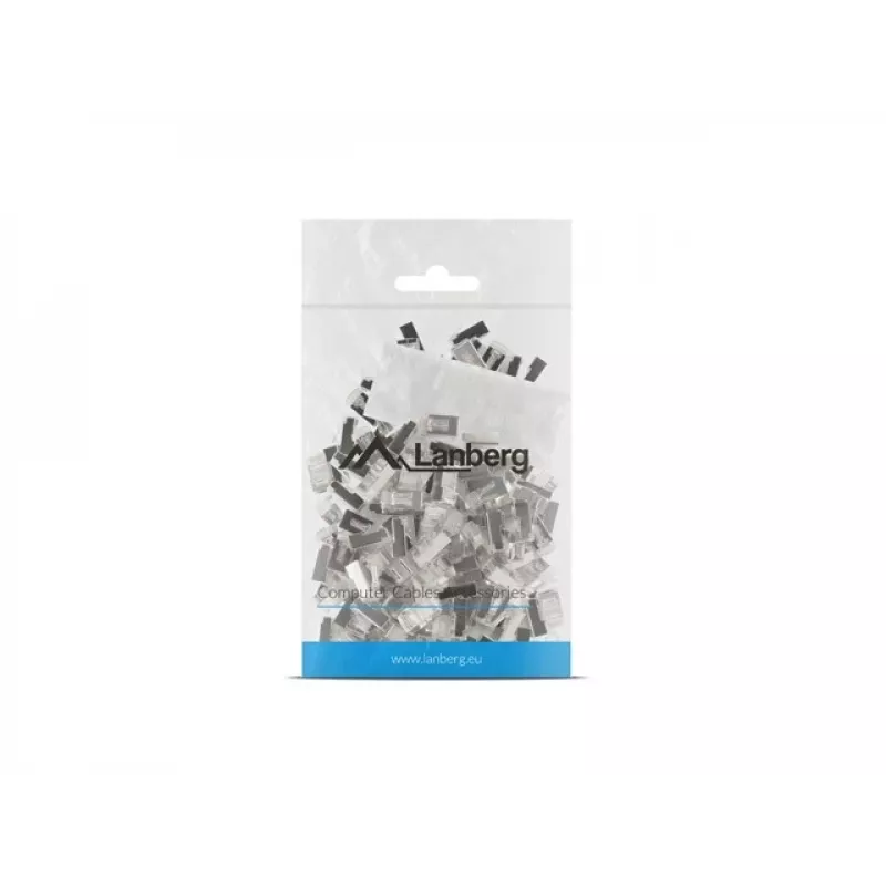 LANBERG RJ-45 juhtmepistik PLS-6000 Cat6 F/UTP läbipaistev valge, 100 tk pakend
