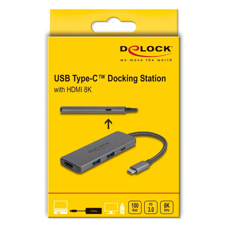 DeLOCK USB-C dokkimisjaam 8K HDMI USB PD 3.0 100 W