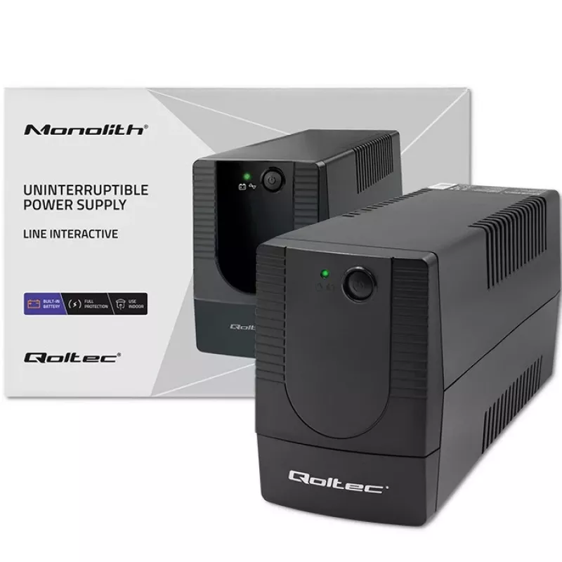 Qoltec 53774 katkematu toiteallikas (UPS) Line-Interactive 1 kVA 600 W 1 vahelduvvoolu pistikupesa