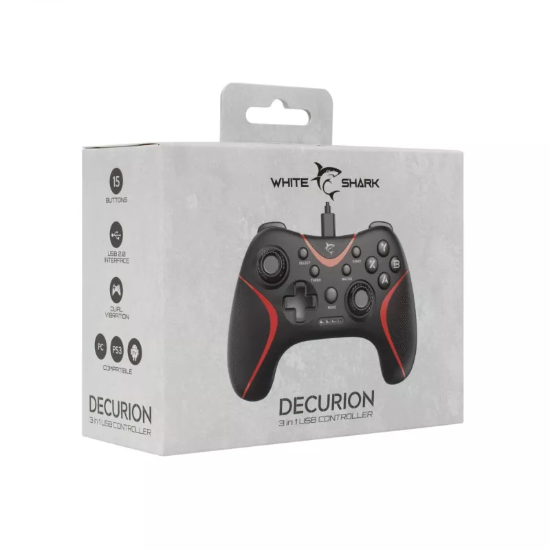 Juhtmega USB mängupult White Shark GP-2038 3in1 (DECURION) - valge