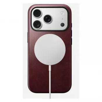 Mobiiltelefoni ümbris Nomad Modern Leather ümbris iPhone 17 Pro'le, nahk + TPU + PC, sobib 16 cm (6.3 tolli) ekraanile, Bordeaux