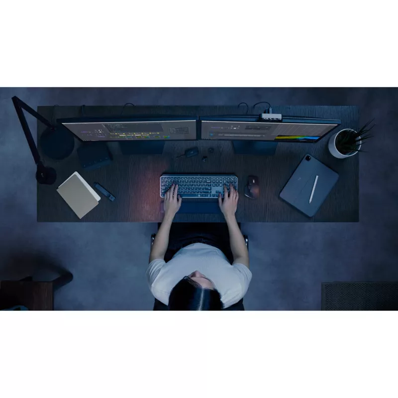 Logitech MX Keys S Combo klaviatuur, hiir kaasas, kontor, RF-juhtmevaba + Bluetooth, QWERTZ, Šveitsi, grafiit