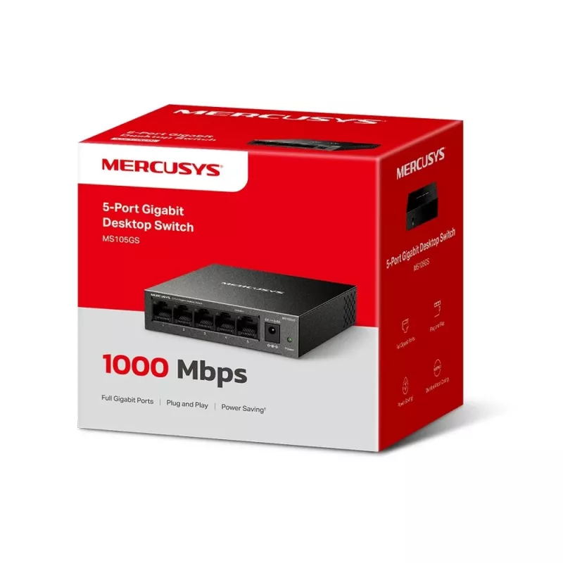 Mercusys MS105GS - laua-switch, 5 Gigabit-porti, must
