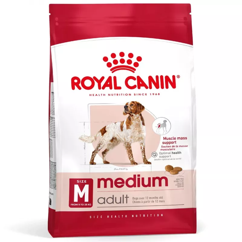 Kuiv koeratoit Royal Canin SHN Medium Adult 15 kg — täisväärtuslik toit täiskasvanud keskmist tõugu koertele, linnuliha, 25% valku, 14% rasva