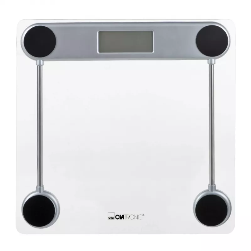 Elektrooniline isikukaal CLATRONIC PW 3368 — max 150 kg, täpsus 100 g, klaasplatvorm
