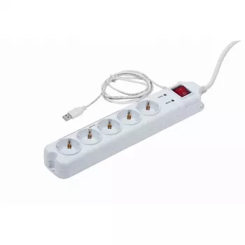 Liigpingekaitse Gembird PCW-MS-2G valge 5 vahelduvvoolu pistikupesa 250V 1,8m