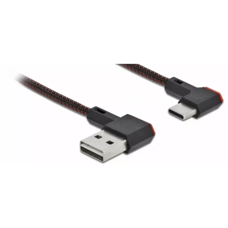 USB-kaabel DeLOCK EASY-USB 2.0 Type-A-pistik USB-C isasele nurgeline 0,2 m must