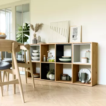 Elutoa raamaturiiul Top e Shop MALAX 2X4 ARTISAN, naturaalne puit, 8 riiulit, 1470×300×750 mm